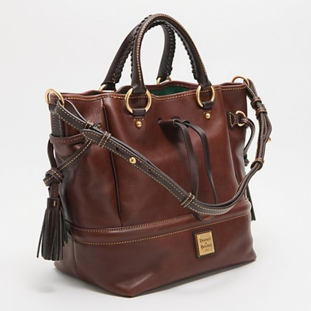 **NEW Dooney and Bourke Florentine Buckley Bag Chestnut Brown Leather Drawstring